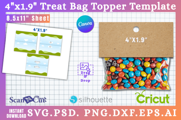 4x1.9" Treat Bag Topper SVG Template