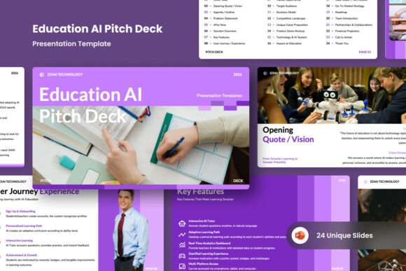 Preview of AI Learning Pitch Deck Powerpoint education presentation template