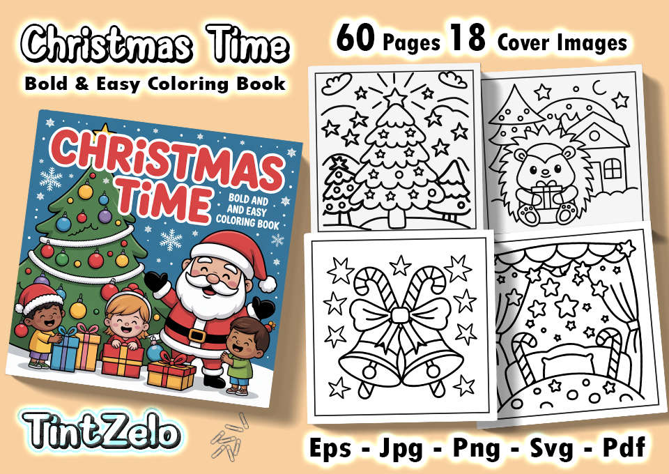Christmas Time Coloring Pages Bold Easy