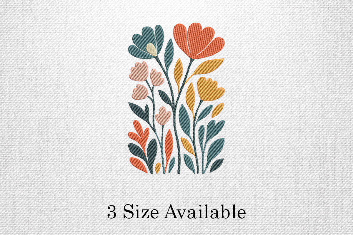 Colorful Floral Machine Embroidery File