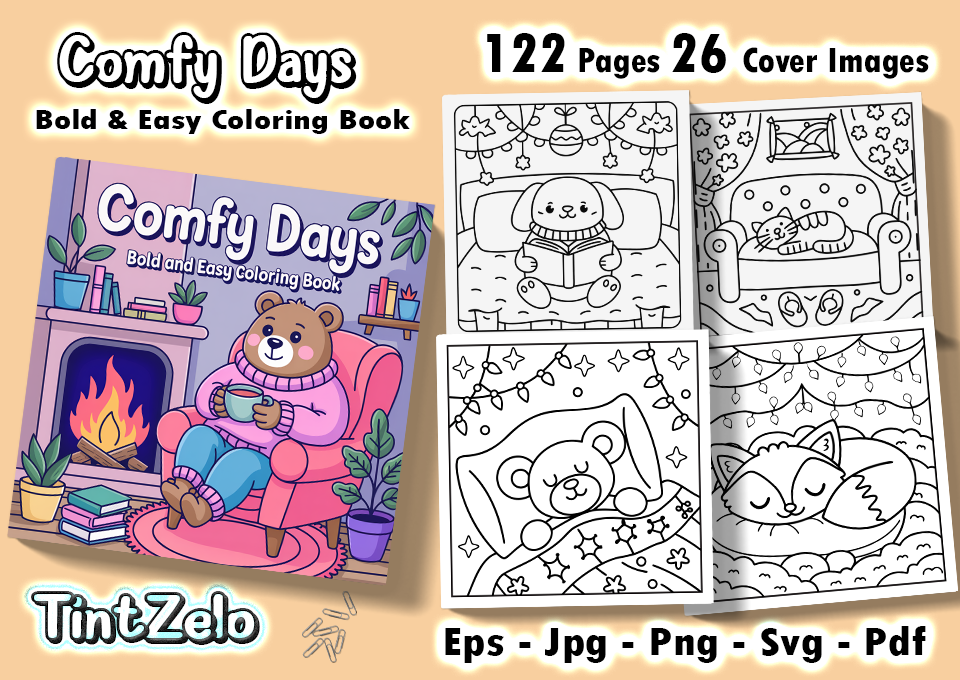 Comfy Days Coloring Pages Bold & Easy