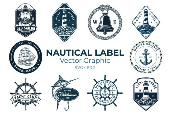 Nautical Badges & Logos Set Graphic Logos By AmanaStudio