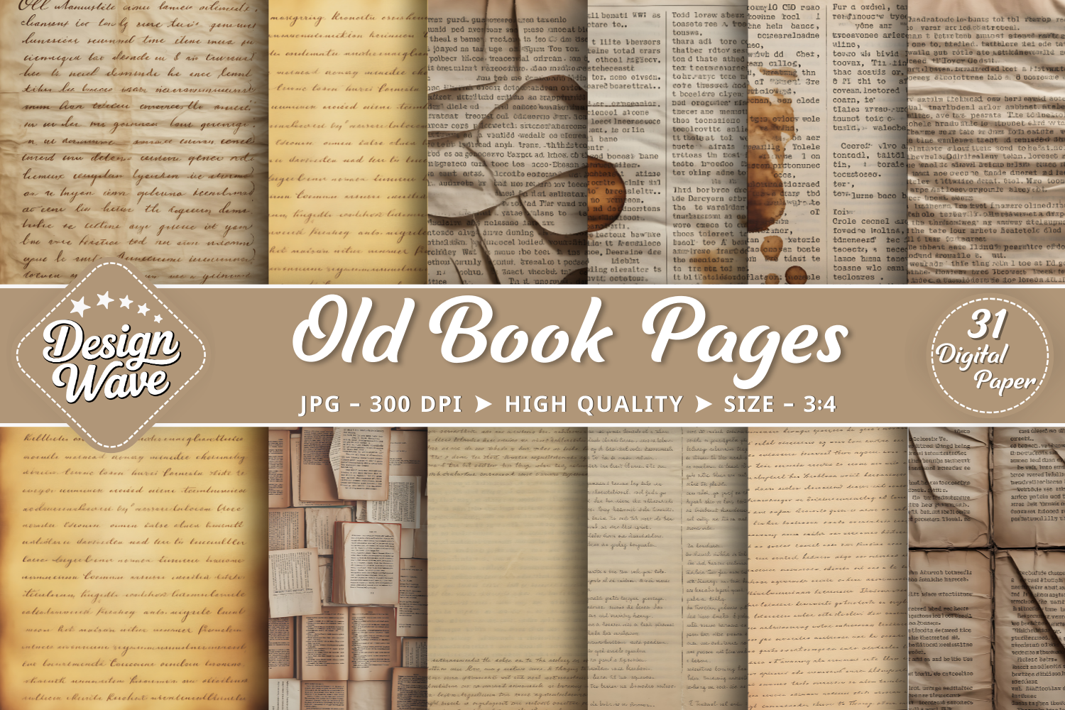 Old Book Pages Junk Journal Backgrounds