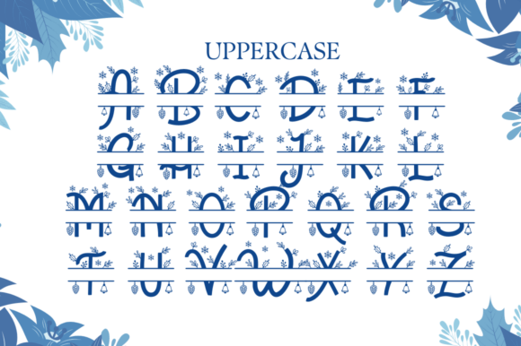 Salju Flower Split Monogram Font PNG with transparent background - Preview 4