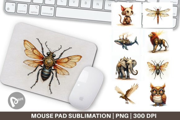 Steampunk Animal Mouse Pad