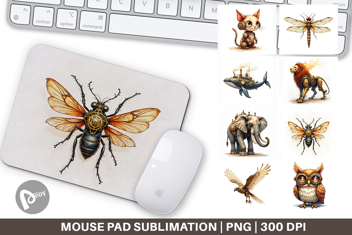 Steampunk Animal Mouse Pad