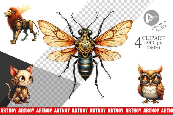 Steampunk Animals Clipart