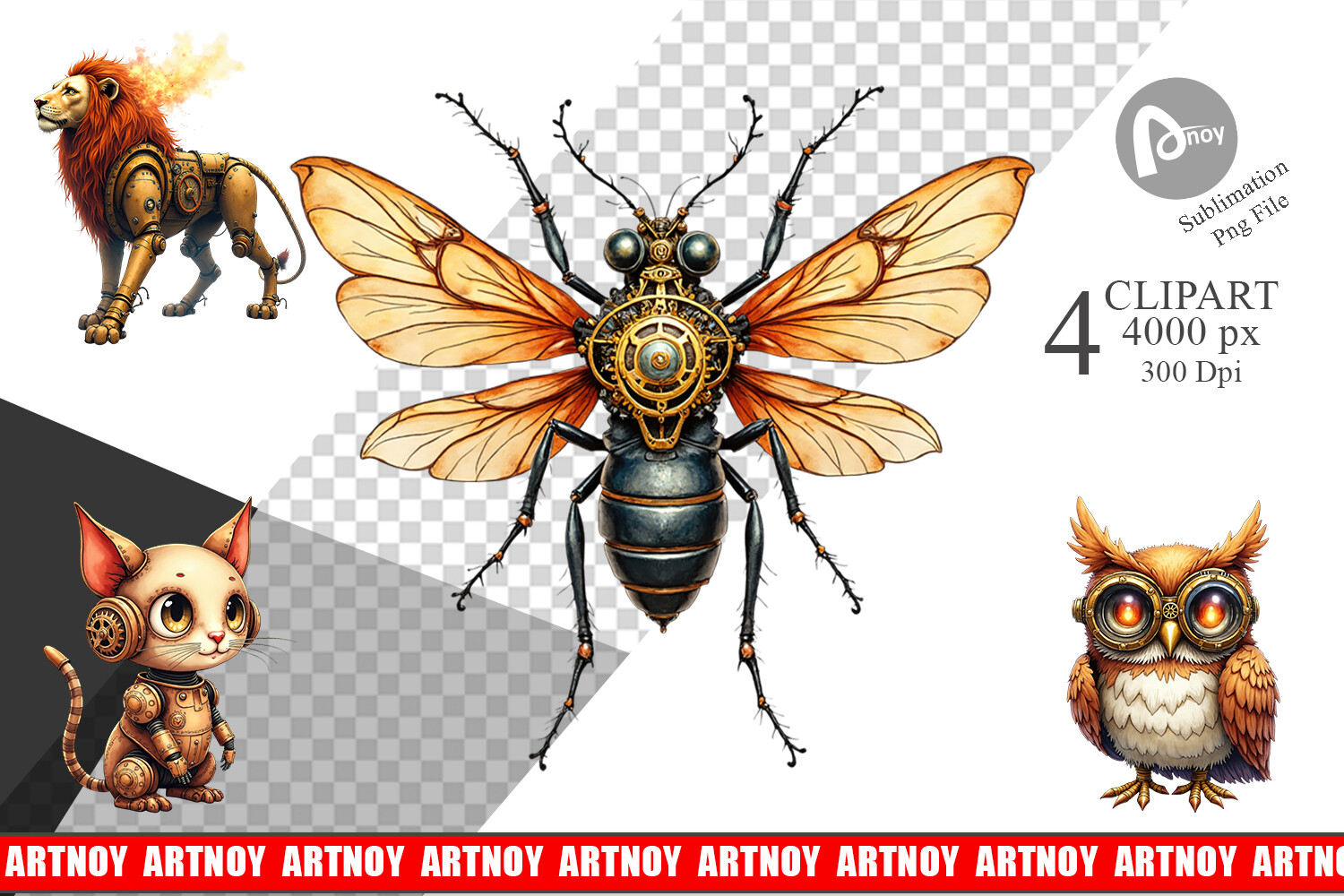 Steampunk Animals Clipart