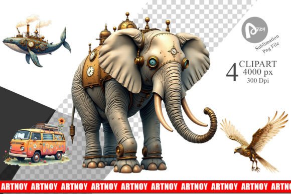 Steampunk Animals Clipart