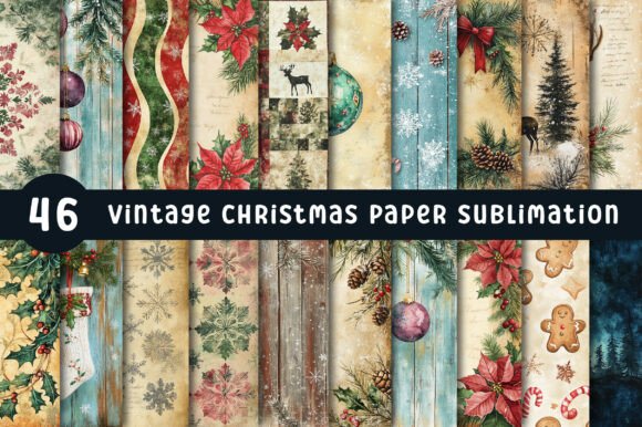 Vintage Christmas Paper Sublimation