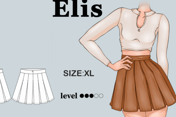 Women Skirt Pattern XL Pleated Skirt