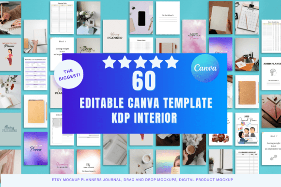Editable Canva templates bundle for KDP planners and journals