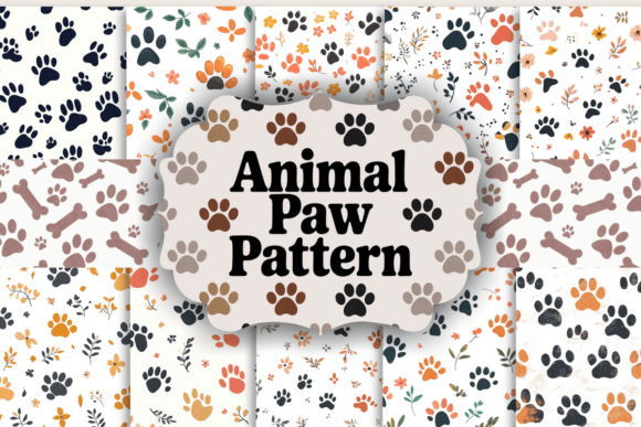 Animal Paw Pattern Digital Paper