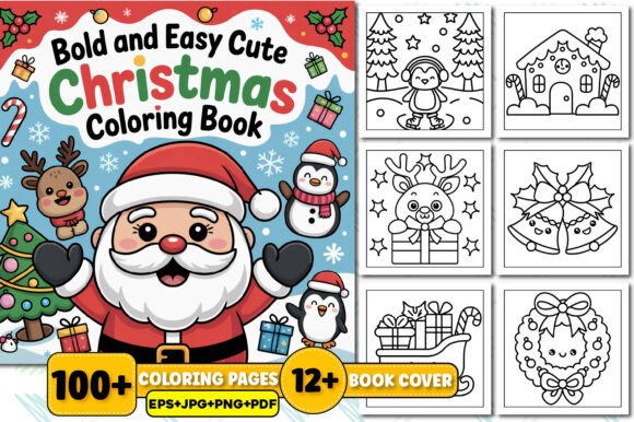 Bold Easy Cute Christmas Coloring Book
