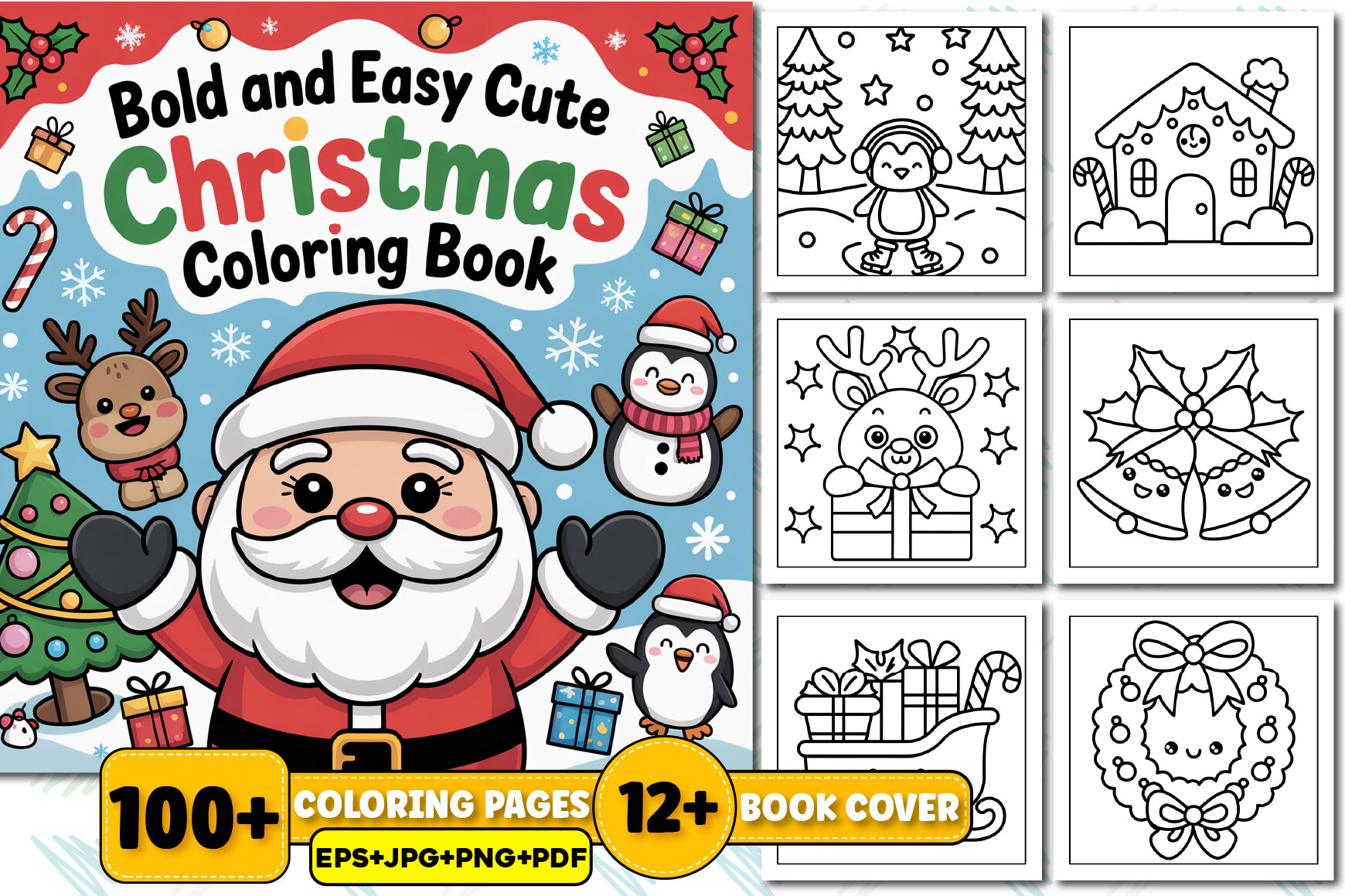 Bold Easy Cute Christmas Coloring Book
