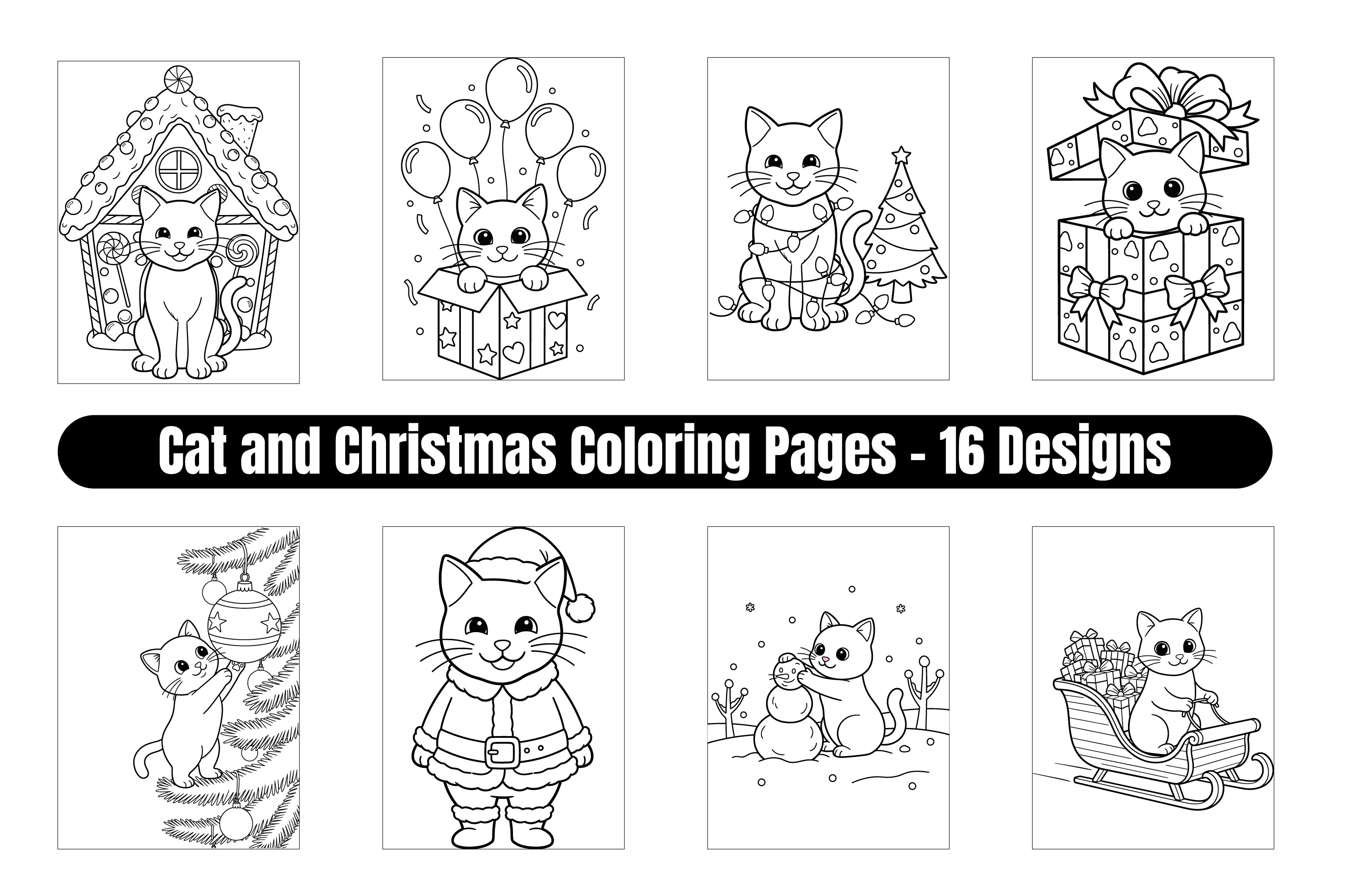 Cat and Christmas Coloring Pages – 16