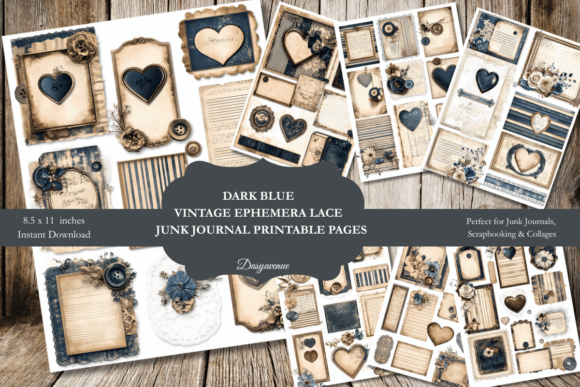 Dark Blue Ephemera Lace Illustration Graphiques AI Par DasyAvenue