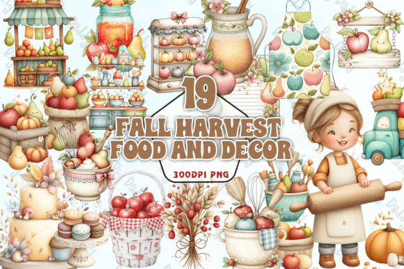 Fall Harvest Food and Decor PNG