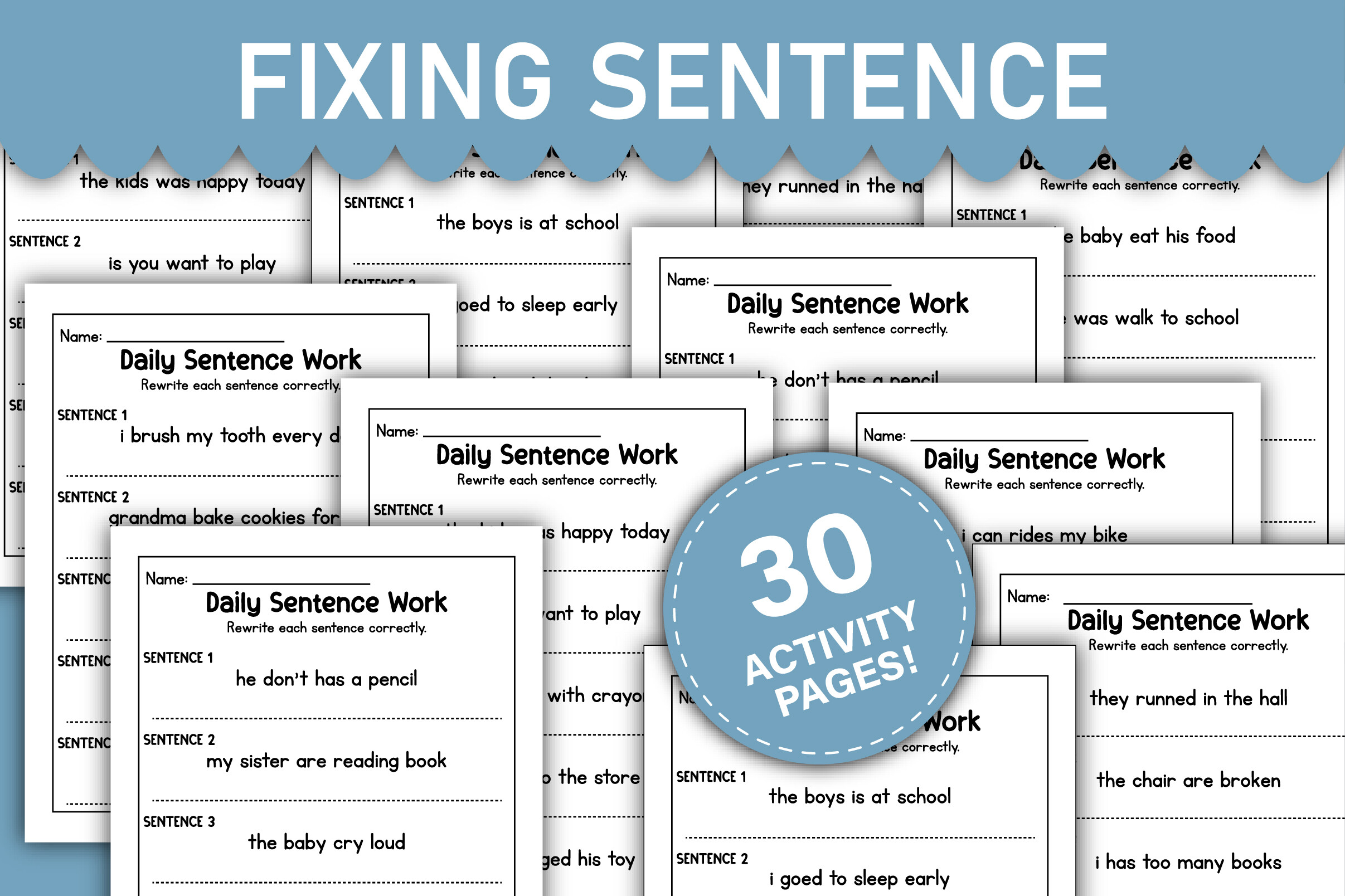 Fixing Sentence Worksheets