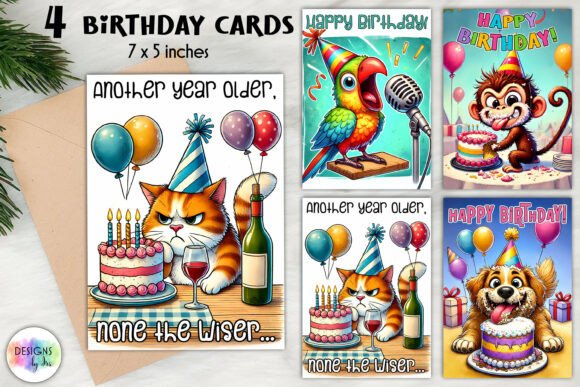 Funny Birthday Greeting Cards, Printable
