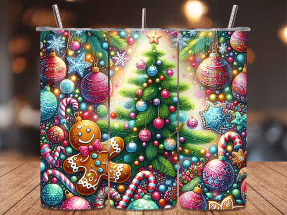 Gingerbread Christmas Tree Decor Tumbler Graphics