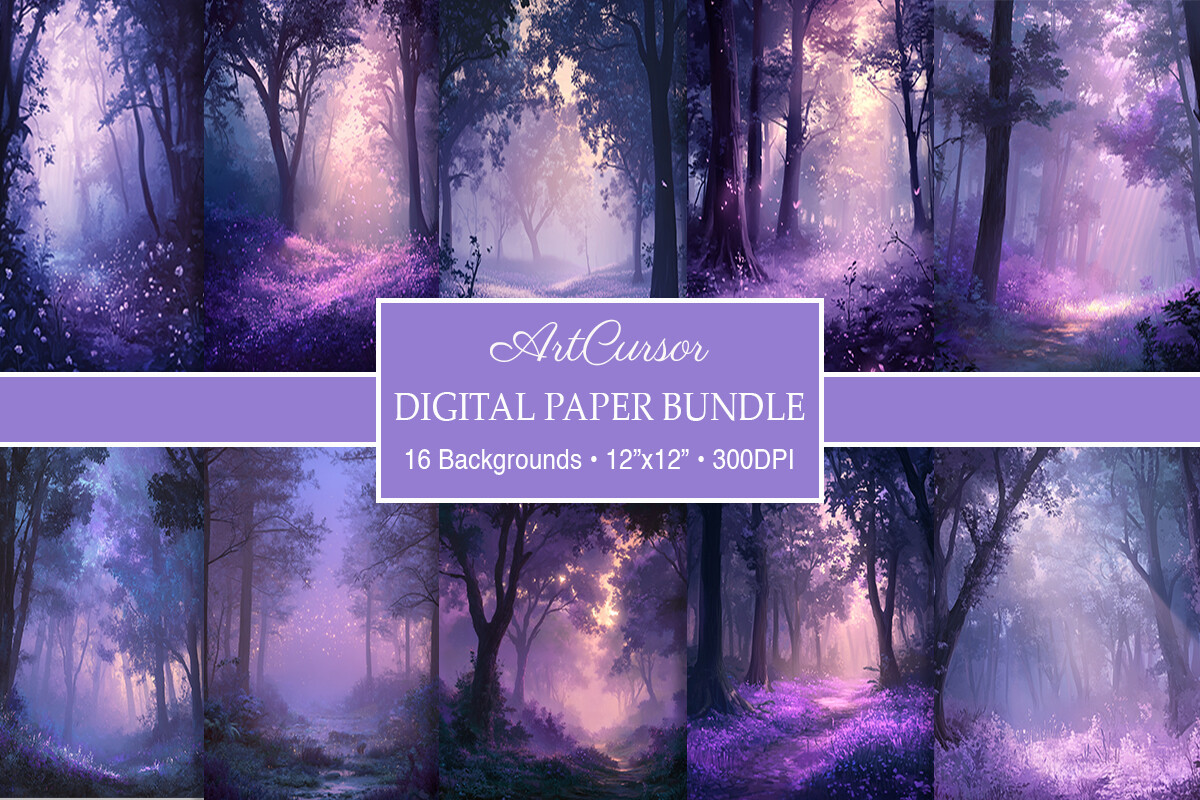 Lavender Twilight Forest Digital Papers
