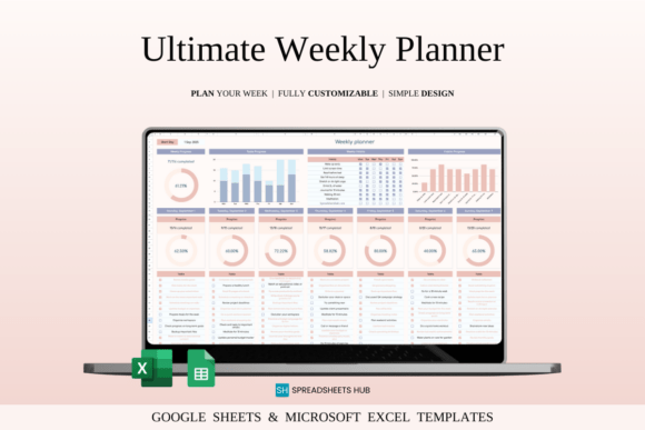 Weekly Planner Template Excel Graphic Graphic Templates By SpreadsheetsHub
