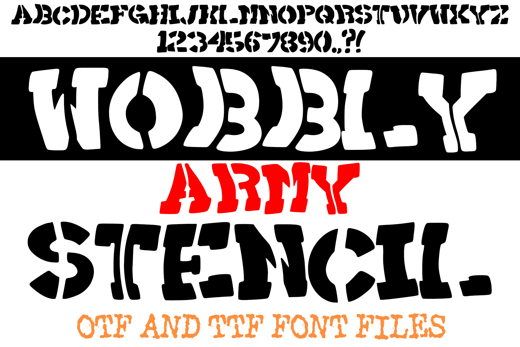 Wobbly Army Stencil preview: stencil military poster typeface