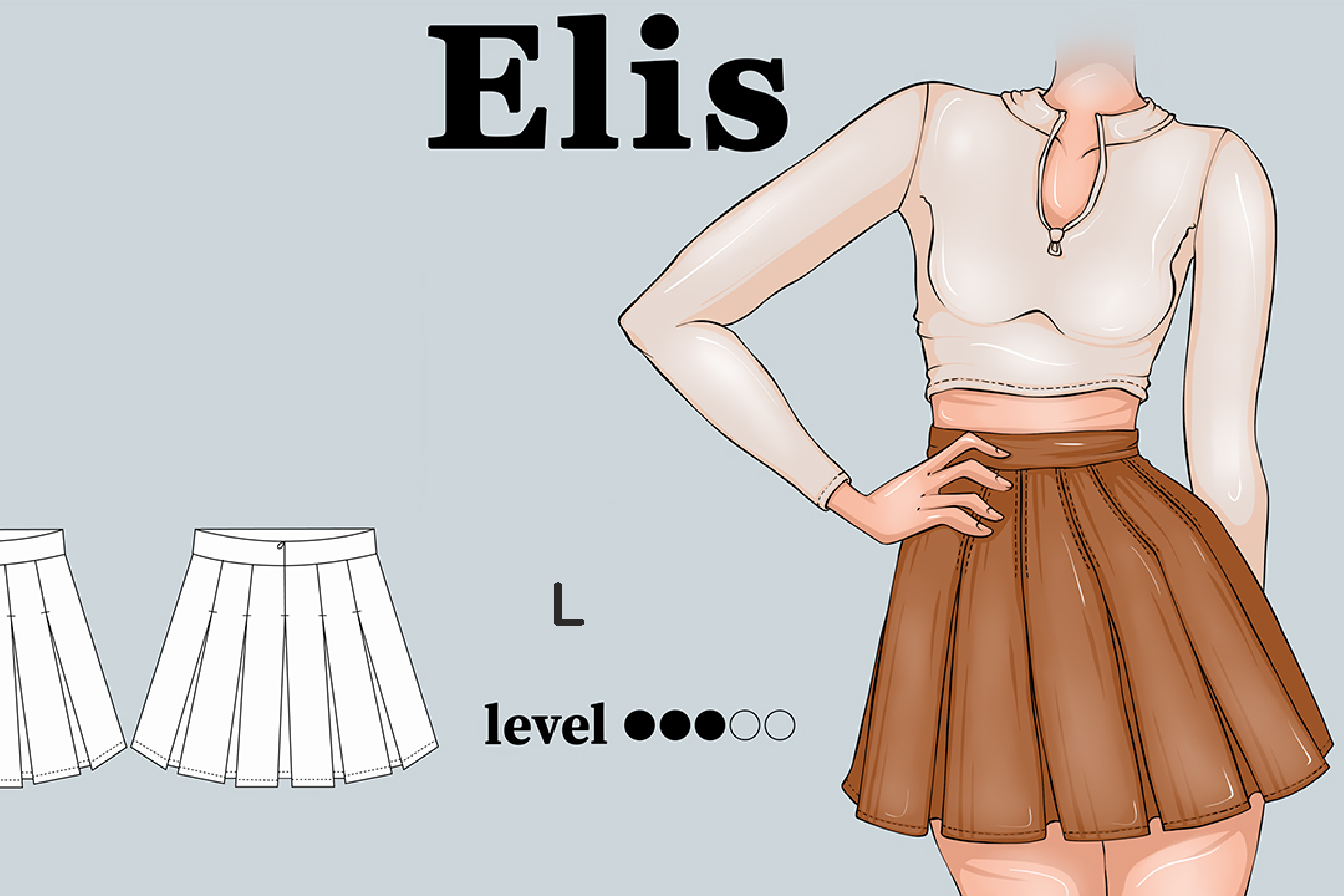 Women Skirt Pattern L Pleated Skirt