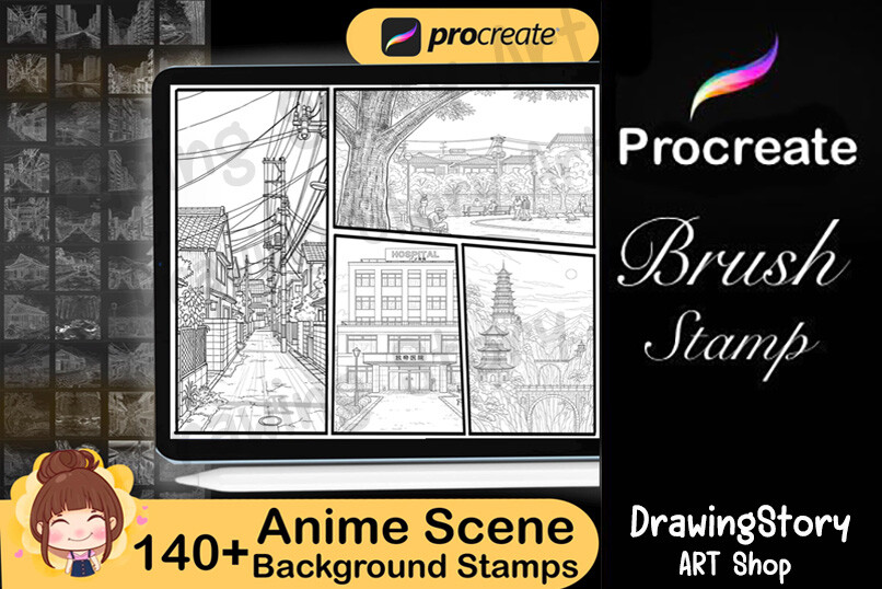 140+ Procreate Anime Scene Stamp Brushes - photo 1