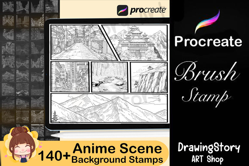 140+ Procreate Anime Scene Stamp Brushes - photo 2