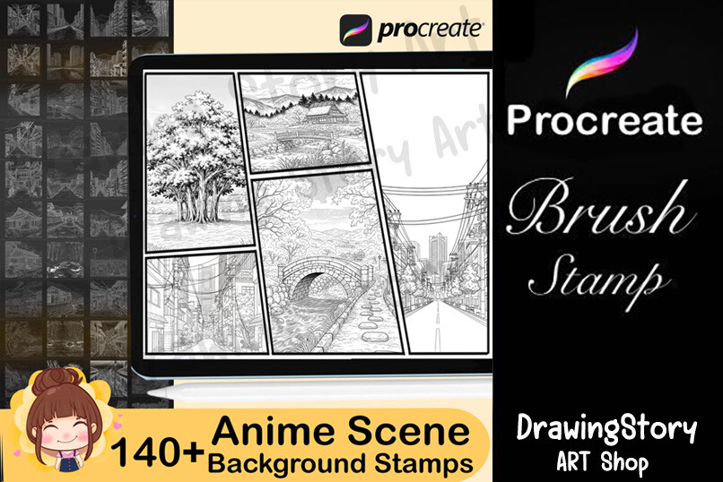 140+ Procreate Anime Scene Stamp Brushes - photo 3