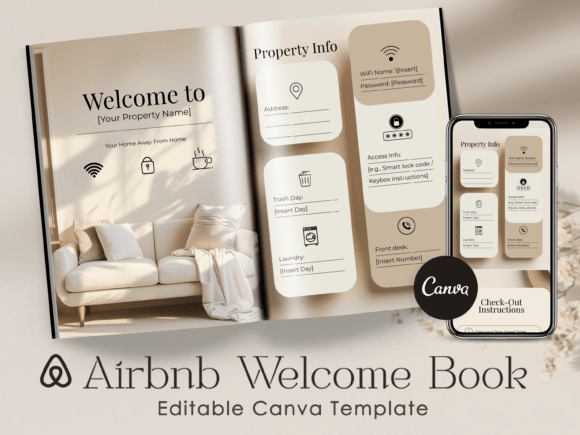 Airbnb Welcome Book Canva Template Graphics