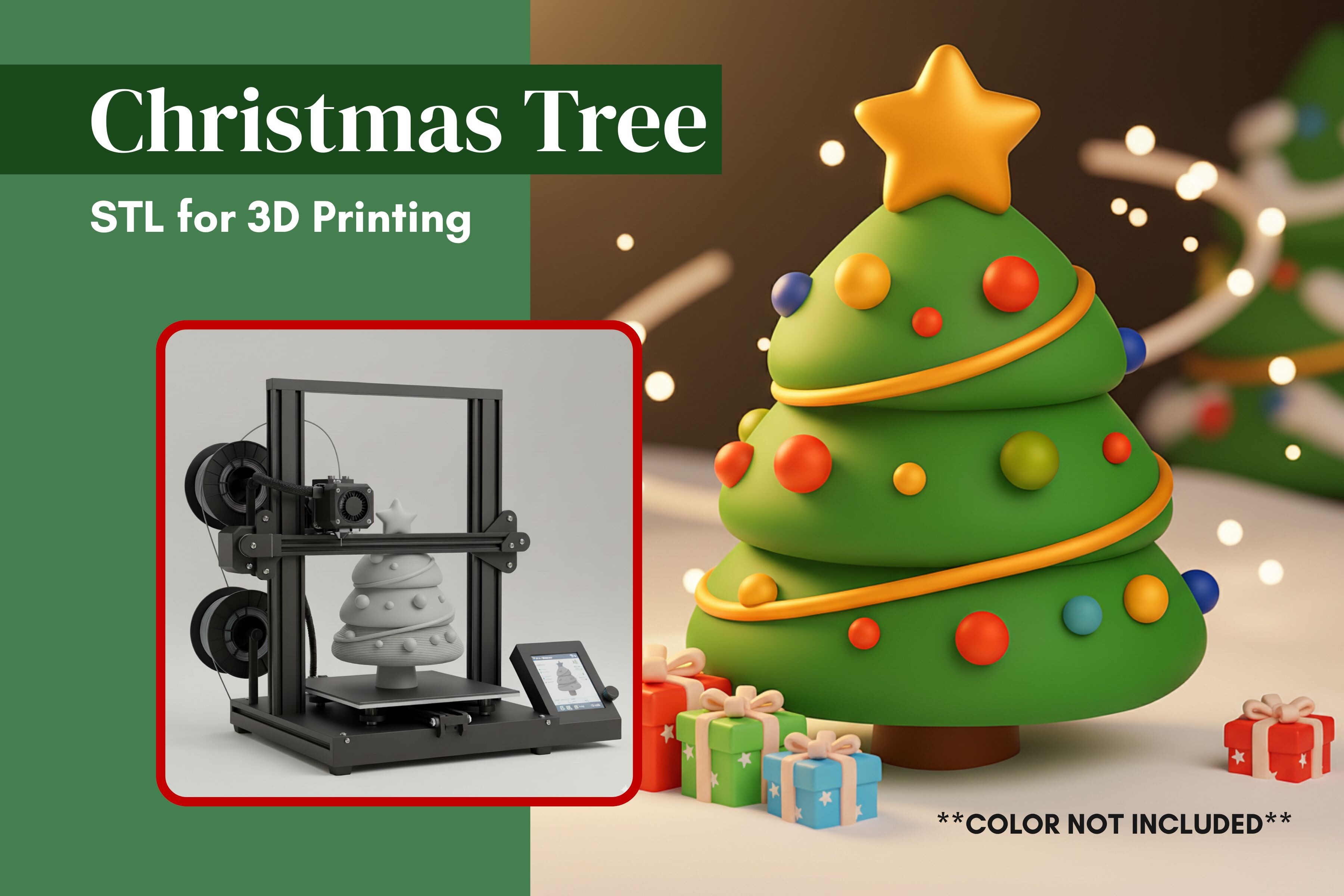 Kawaii mini Christmas tree 3D print STL