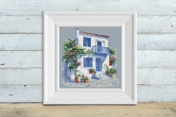 Cross Stitch Pattern Mediterranean House