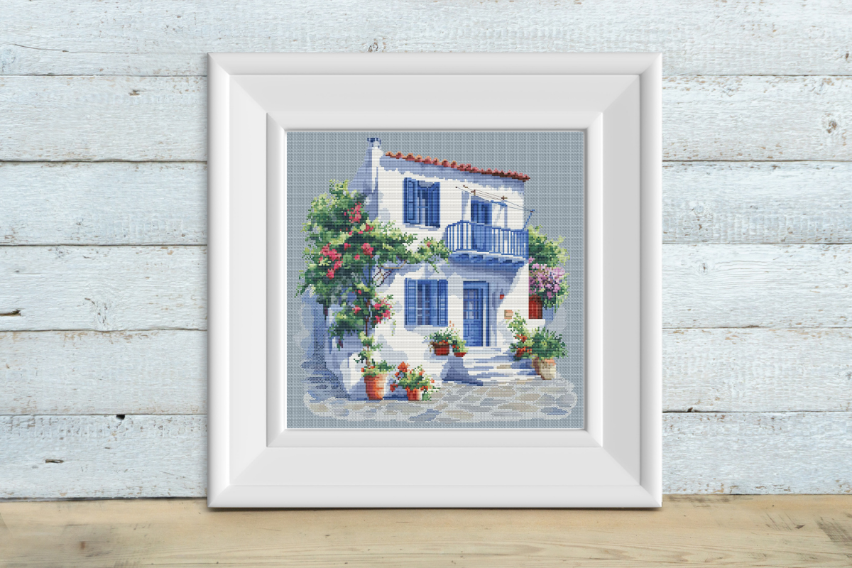 Cross Stitch Pattern Mediterranean House
