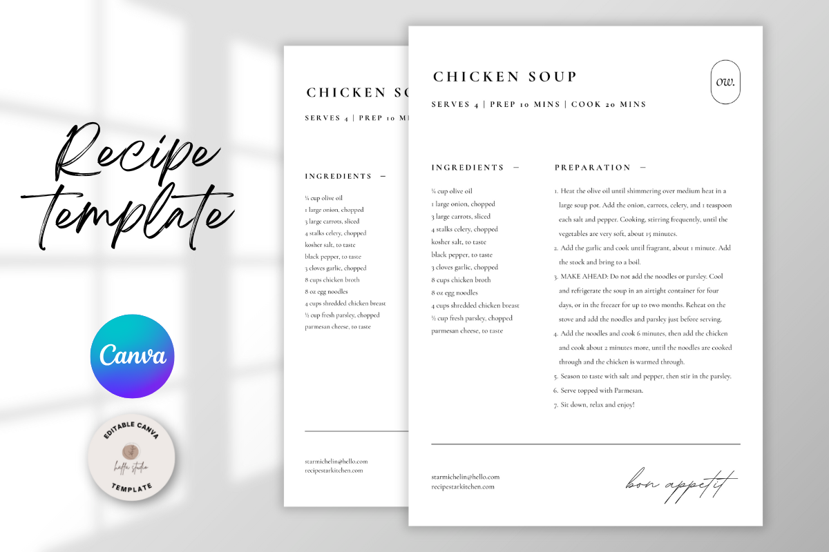 Editable Recipe Card Template