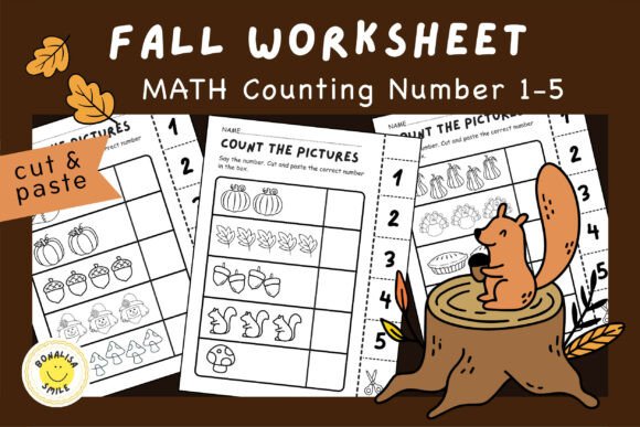 FALL Math Number 1-5 Cut and Paste PDF