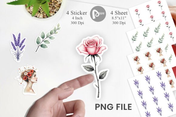 Minimalist Floral Line Art Stickers Graphic by Artnoy · Creative Fabrica