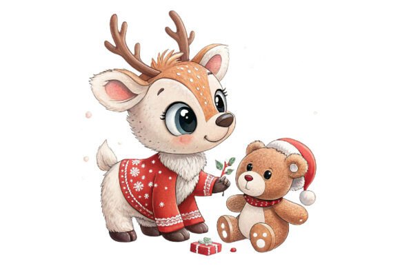 Reindeer Baby Christmas Sublimation PNG Graphic Illustrations By SADY DESIGN