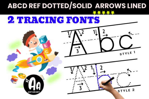 Arrows Lined Letter Tracing Fonts