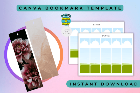 Editable Canva bookmark template with frame layouts