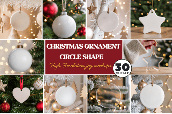 Christmas Ornament Circle Shape Mockups