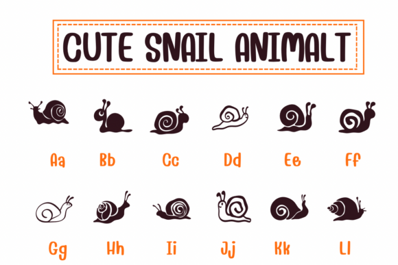 Cute Snail Animal Font PNG with transparent background - Preview 1