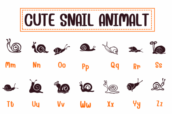 Cute Snail Animal Font PNG with transparent background - Preview 2