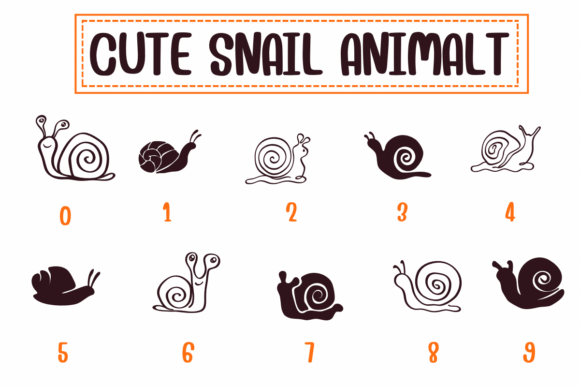 Cute Snail Animal Font PNG with transparent background - Preview 3