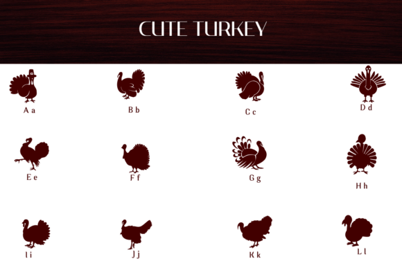 Cute Turkey Font PNG with transparent background - Preview 1