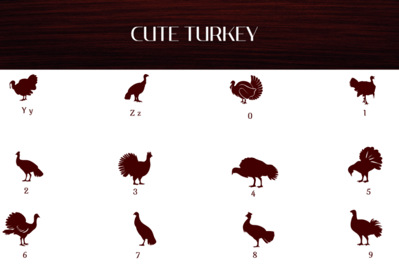Cute Turkey Font PNG with transparent background - Preview 3