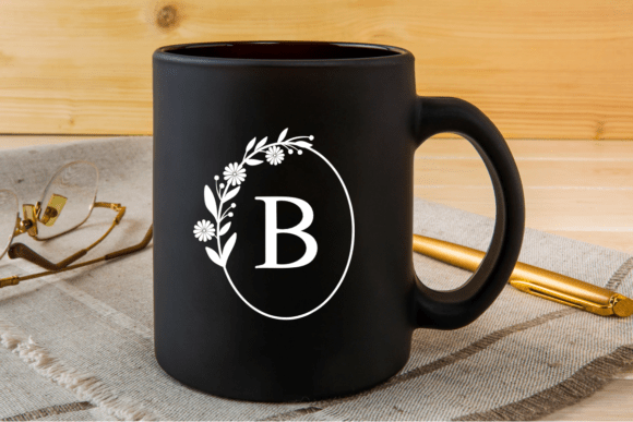 Floral Oval Monogram Font PNG with transparent background - Preview 2