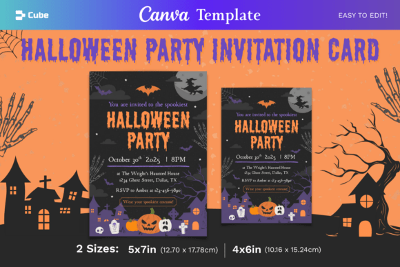 Halloween Party Invitation Card Template